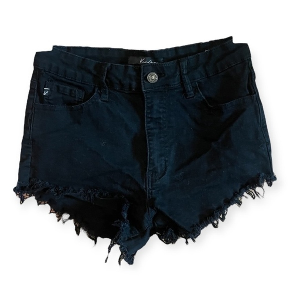 KanCan Women’s Size 9 Black High Waisted Distressed Denim Shorts